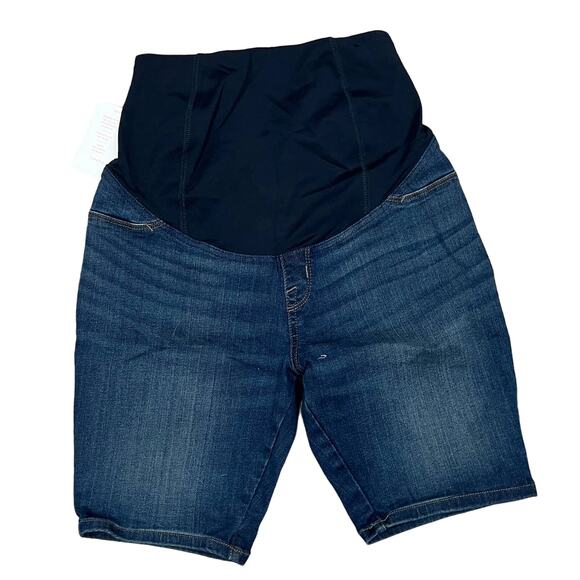 Isabel Maternity Crossover Panel Bermuda Jean Shorts - Size 2/26 - NWT - Picture 1 of 8